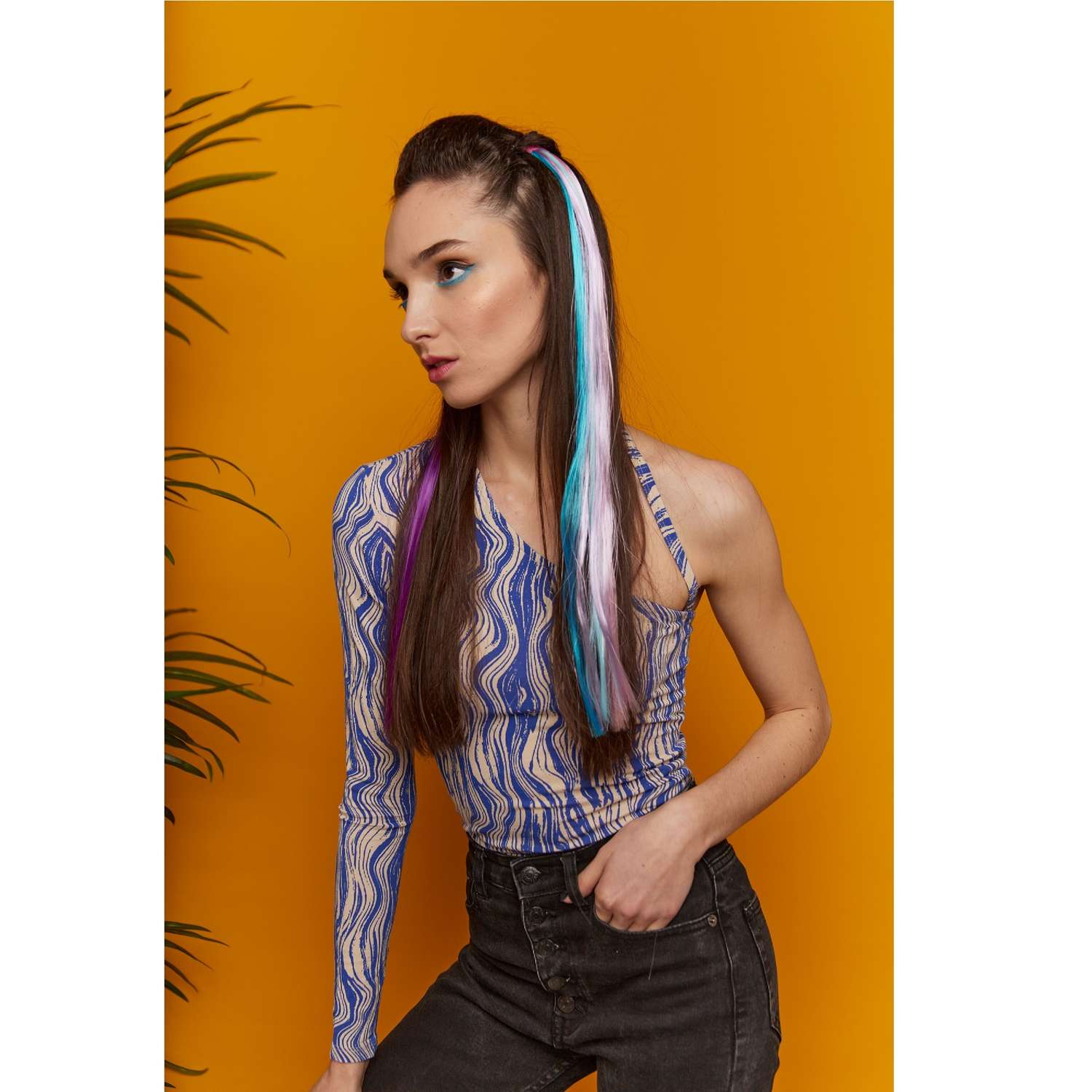 Цветные пряди для волос Lukky Fashion на заколках искусственные детские фиолетовые 55 см аксессуары для девочек - фото 15