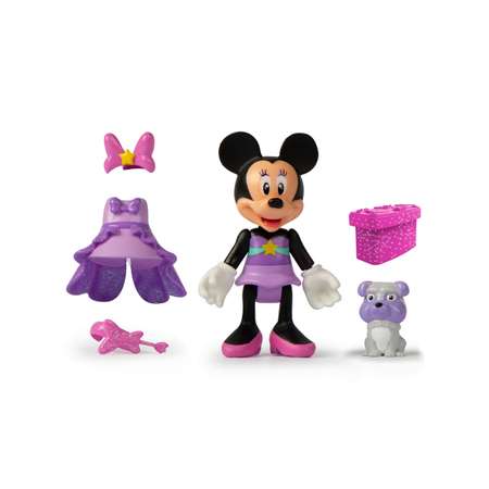 Игровой набор Disney Минни: Новый образ с питомцем (фигурка 12 см в сумочке 16х13 см голубой)