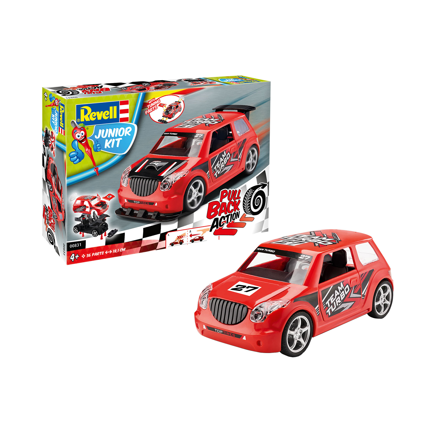 Сборная модель Revell Раллийный автомобиль Junior kit Pull Back Rallye Car красный 00831 - фото 1