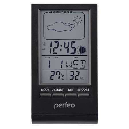 Часы-метеостанция Perfeo Angle чёрный PF-S2092 время температура влажность дата