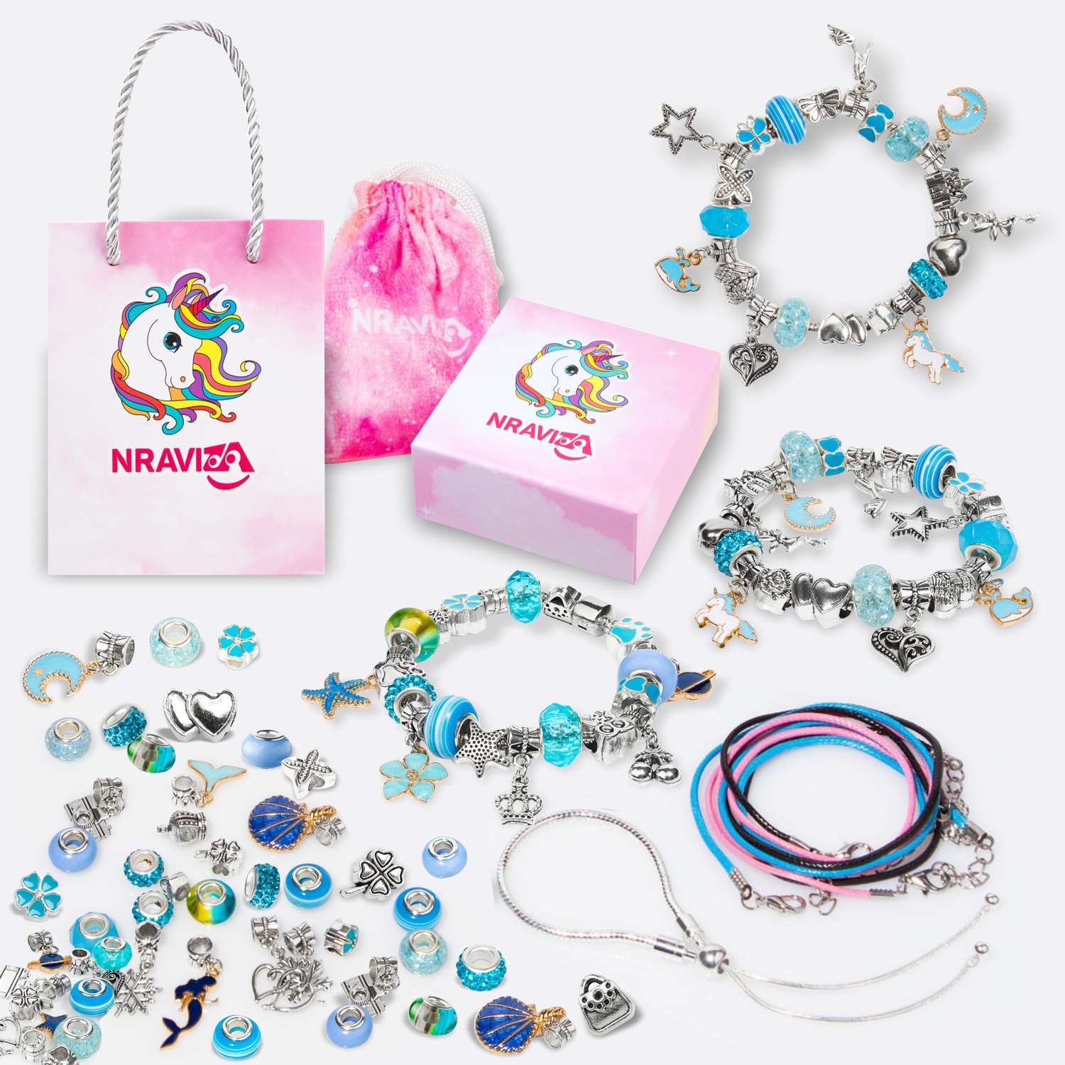 Набор для создания украшений NRAVIZA Детям голубой для изготовления браслетов - фото 1