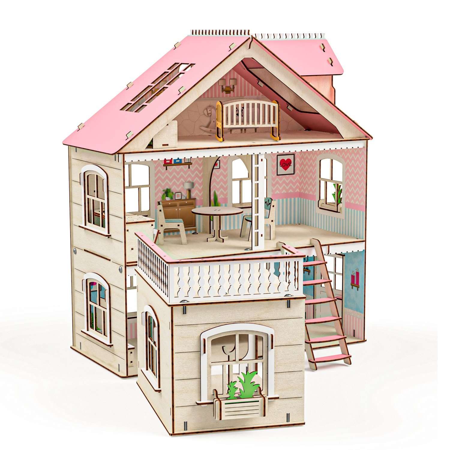 Кукольный домик M-WOOD Особняк с мебелью 3022 - фото 4