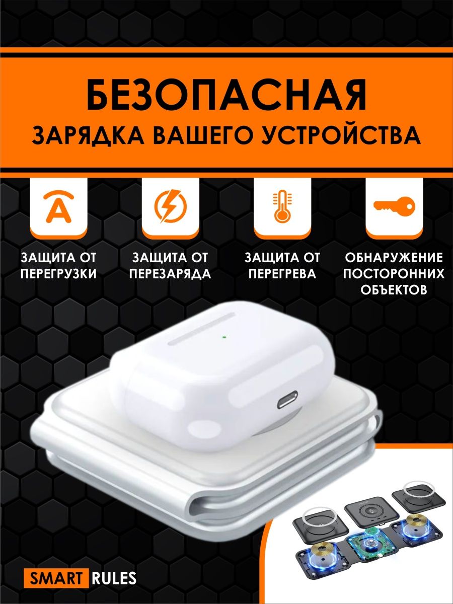 Беспроводной powerbank SmartRules для телефона 3в1 магнитная - фото 5