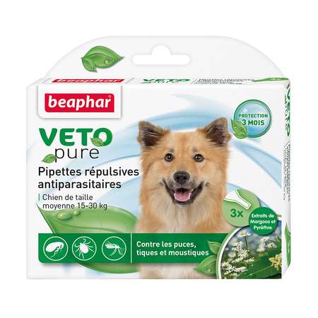 Капли для собак Beaphar Veto pure средних пород от блох и клещей 6мл