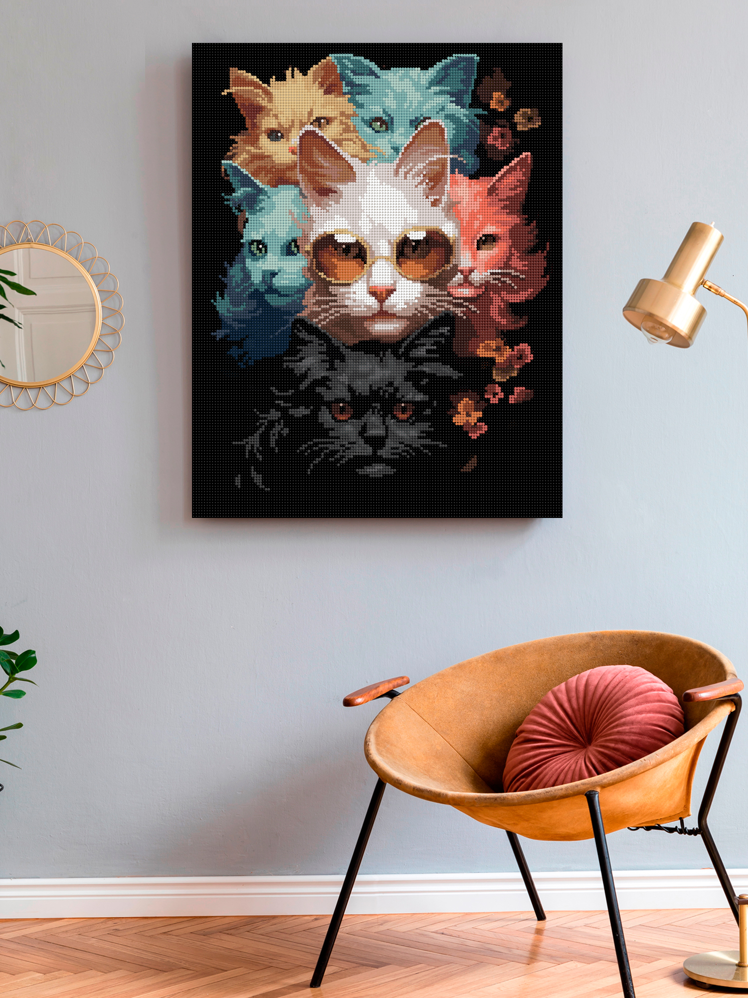 Алмазная мозаика Art on Canvas холст на подрамнике 40х50 см Банда котов - фото 3