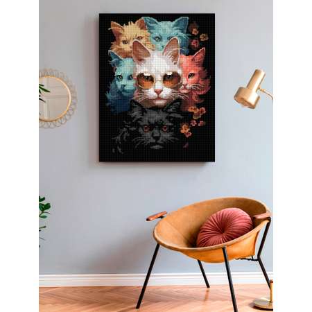 Алмазная мозаика Art on Canvas холст на подрамнике 40х50 см Банда котов