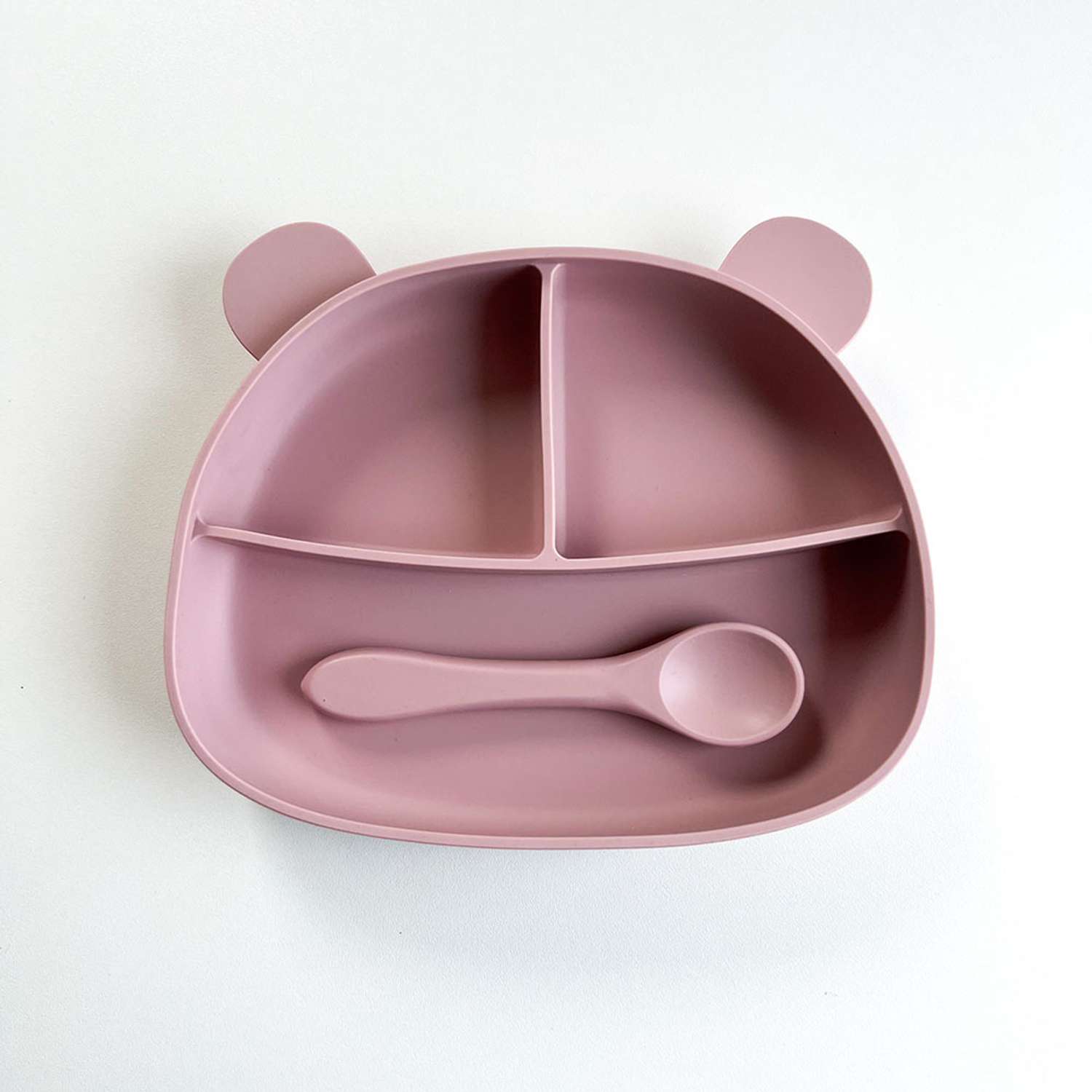 Набор посуды Croobie для кормления Мишка Розовая Пудра - фото 1