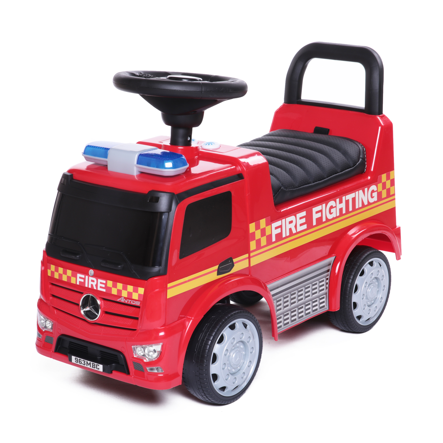 Каталка BabyCare Mercedes-Benz Antos Fire Department кожаное сиденье красный - фото 1