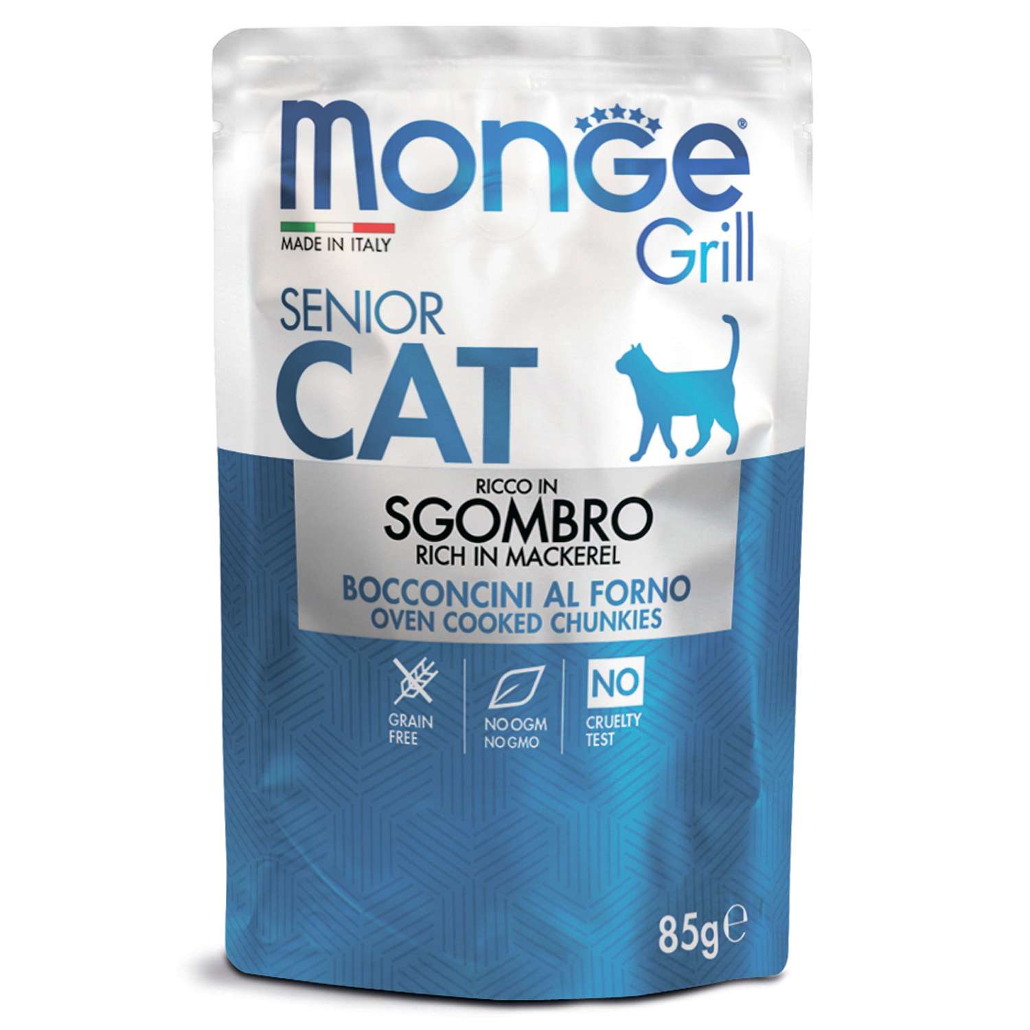 Корм для кошек MONGE Cat Grill для пожилых эквадорская макрель пауч 85г - фото 1
