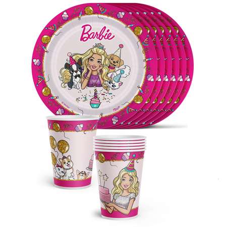 Набор одноразовой посуды PrioritY для праздника мини Barbie
