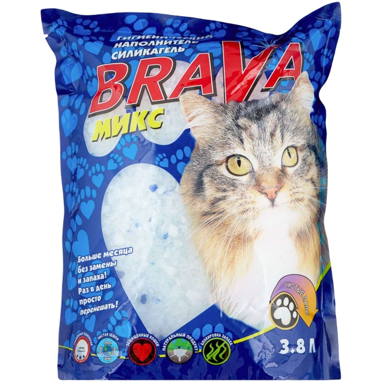 Наполнитель для кошек BraVa Микс-С силикагелевый впитывающий 3.8л - фото 1