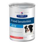 Корм для собак HILLS 370г Prescription Diet d/d Food Sensitivities для кожи при аллергии и заболеваниях кожи с лососем консервированный