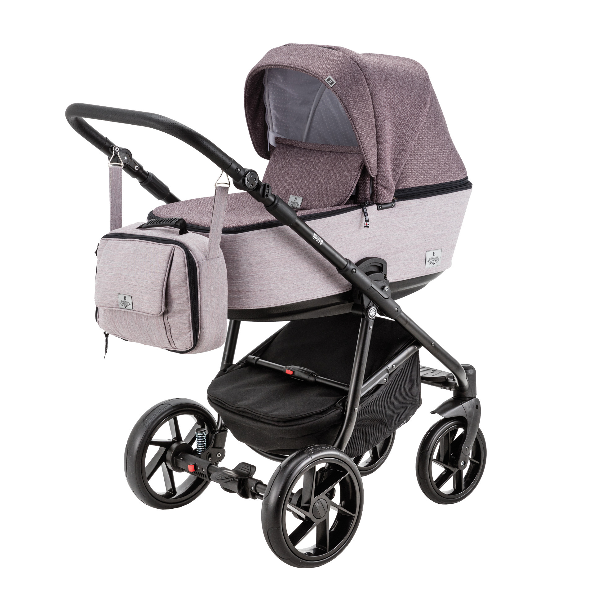 Коляска 3в1 BeBe-mobile Gusto Standart GU19 Серо-розовый-Серо-сиреневый - фото 1