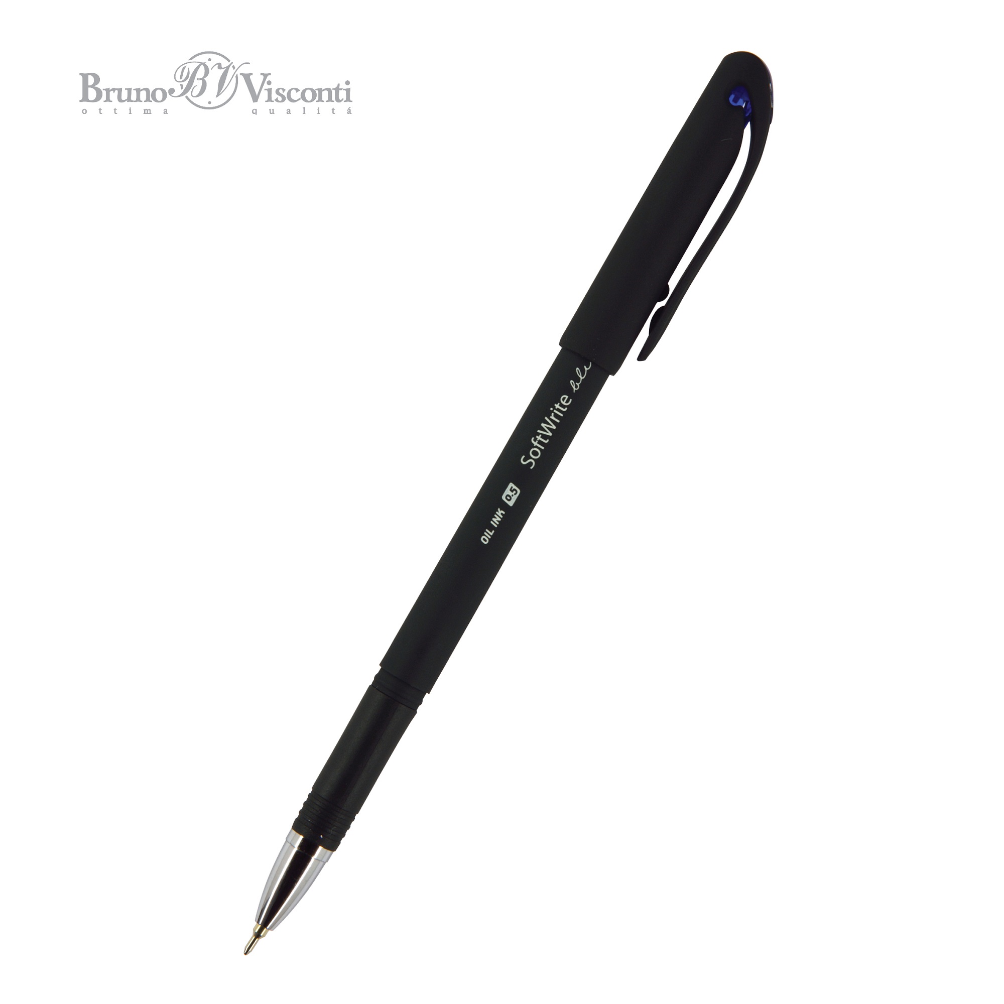 Набор из 24-х шариковых ручек Bruno Visconti масляные SoftWrite Black синие - фото 3