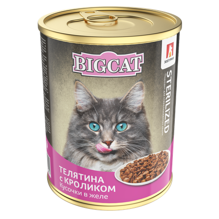 Корм влажный Зоогурман Big Cat с телятиной и кроликом 350гр х 12 шт