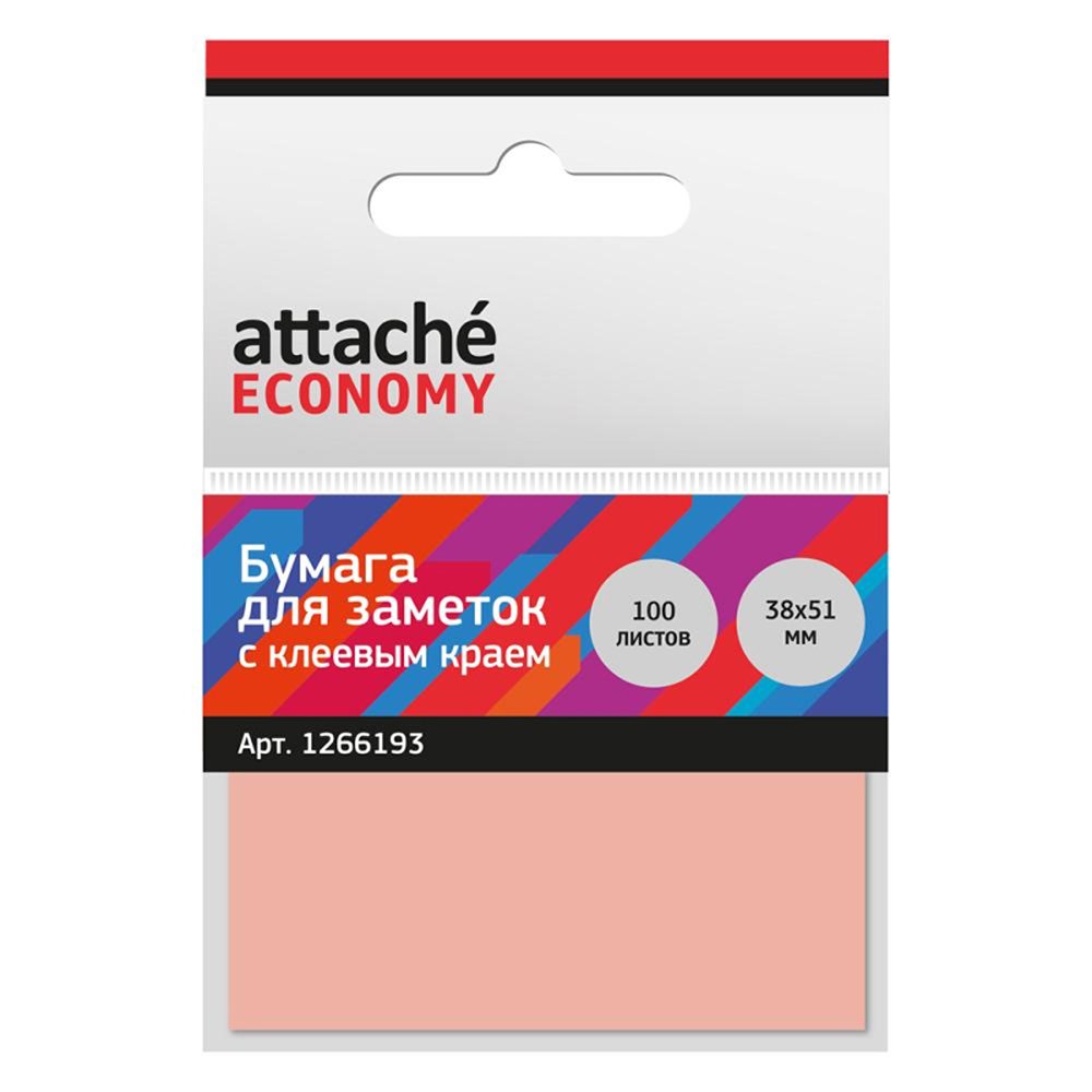 Стикеры Attache с клеевым краем 38x51 мм 100 листов розовый 8 уп - фото 3