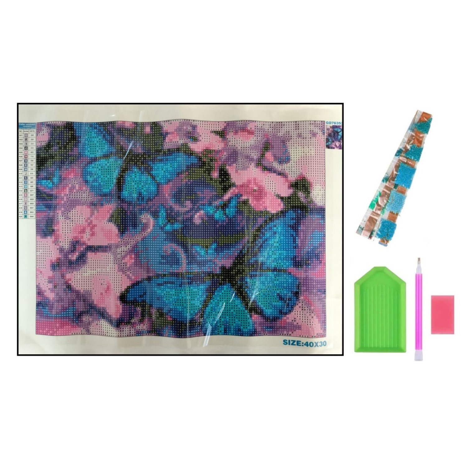 Алмазная мозаика Seichi Синие бабочки 30х40 см - фото 4