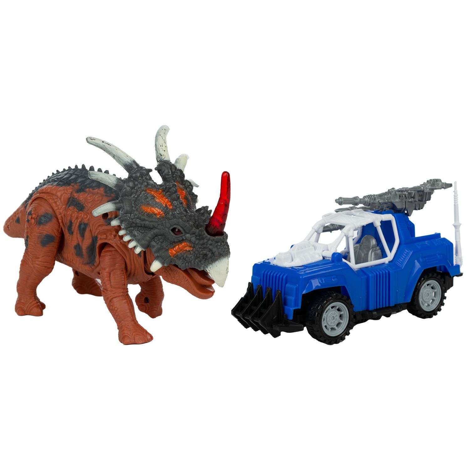 Набор игровой KiddiePlay Динозавр трицератопс с джипом 12627 - фото 1