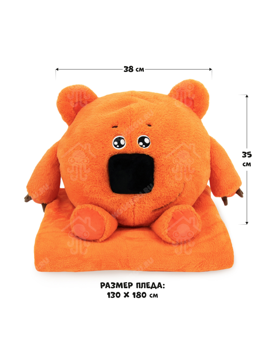 Мимимишки подушка игрушка плед HOUSEGURU оранжевый - фото 5