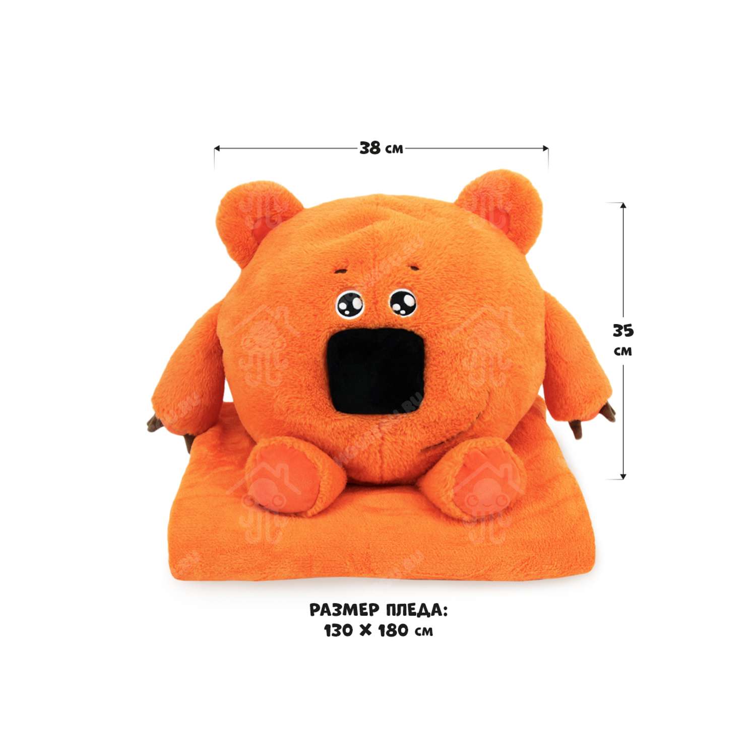 Мимимишки подушка игрушка плед HOUSEGURU оранжевый - фото 5