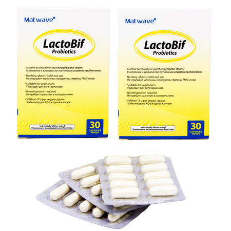 Пробиотики Matwave LactoBif Probiotics 5 млрд КОЕ капсулы 30 шт комплект 2 упаковки