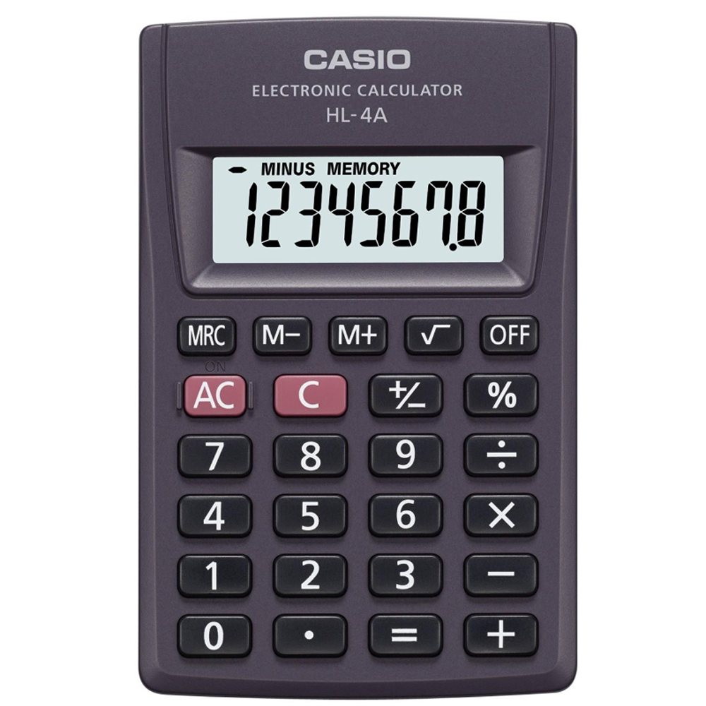 Калькулятор Casio карманный HL-4A 8 разр. крупный дисплей батарейки - фото 1