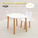Набор стол и стул Азбука Кроваток деревянный для детей Kiddest Premium Облачко и Зайка