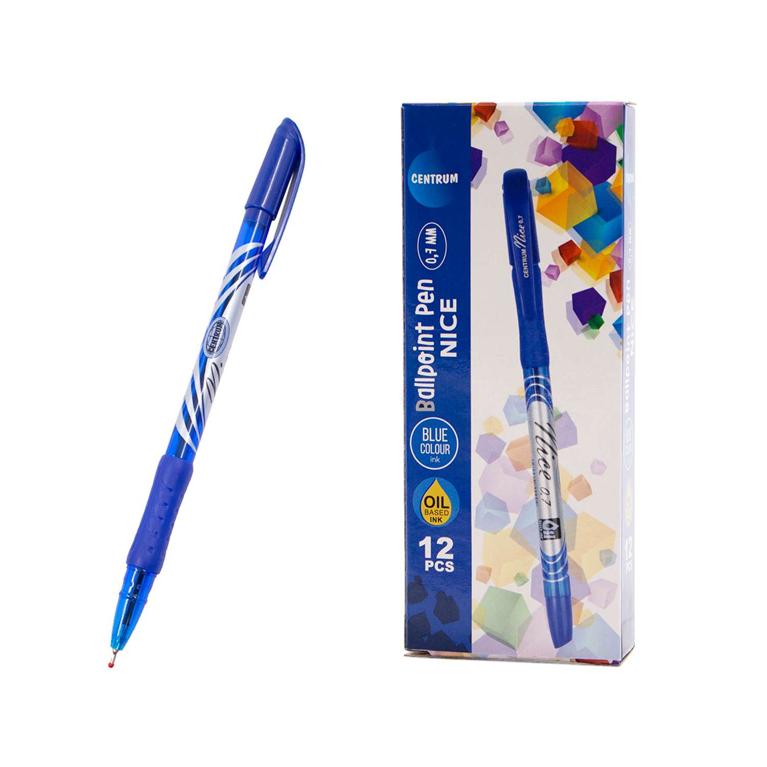 Ручка шариковая CENTRUM для каллиграфии и письма толщина линии 0.7 мм синяя 12 шт - фото 1