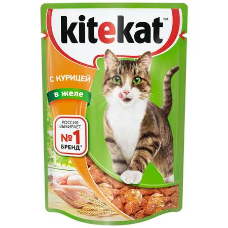 Корм влажный для кошек KiteKat 85г курица в желе пауч