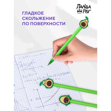 Ручка шариковая ПАНДАРОГ Авокадо синяя масляная 0 8мм с топером 3шт