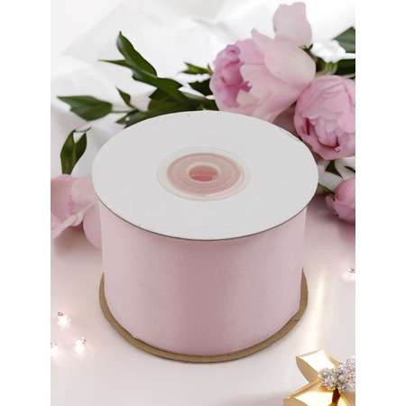 Лента Айрис атласная упаковочная флористическая 5 см 22.86 м 008 бледно - розовый