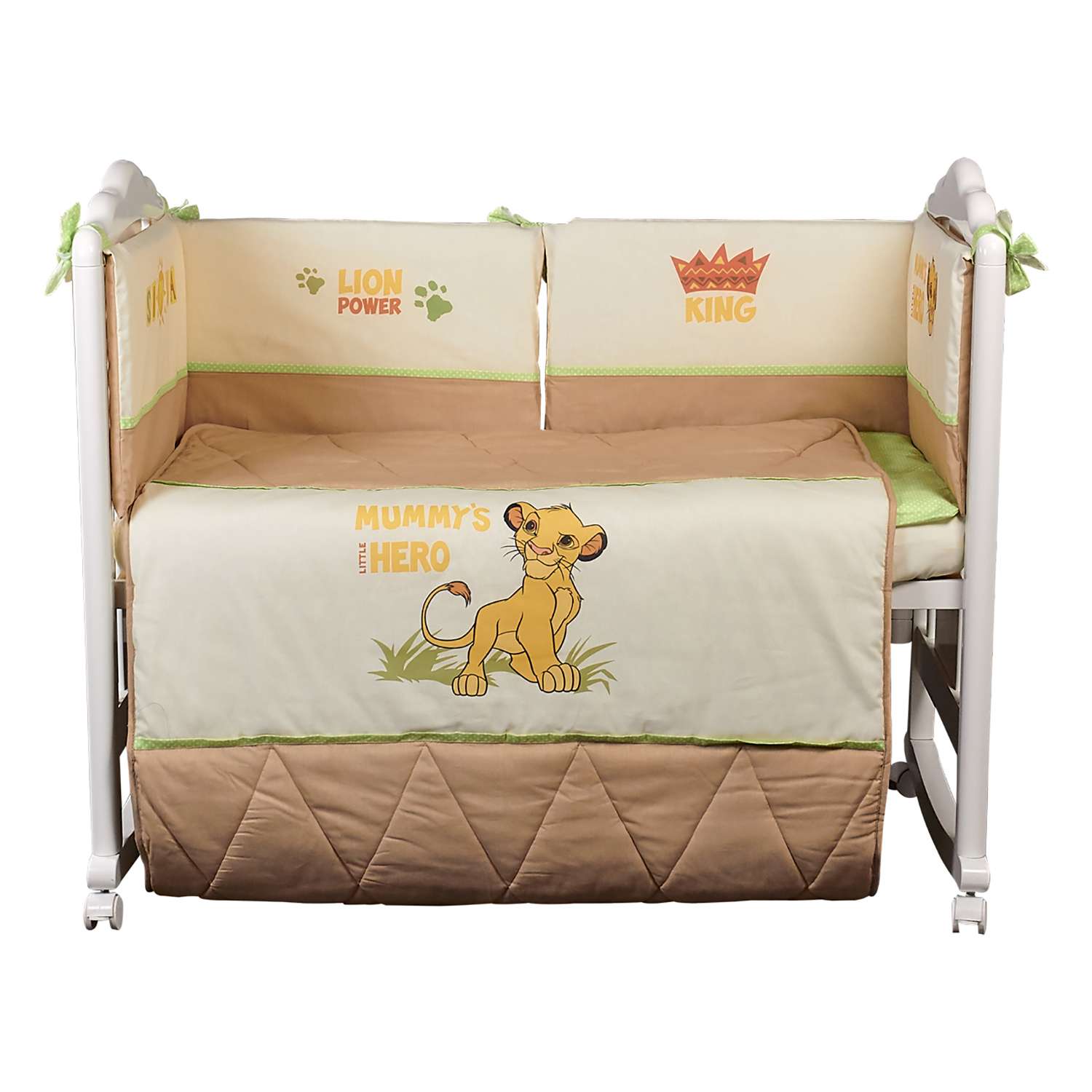 Комплект в кроватку Polini kids Disney baby Король Лев 5 предметов Макиато - фото 1