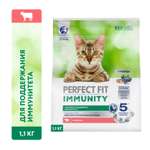 Корм для кошек Perfect Fit 1.1кг Immunity для поддержания иммунитета говядина-семена льна-голубика сухой