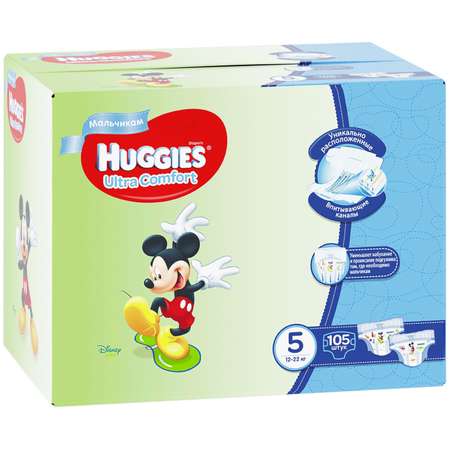 Подгузники для мальчиков Huggies Ultra Comfort Disney 5 12-22кг 105 шт.