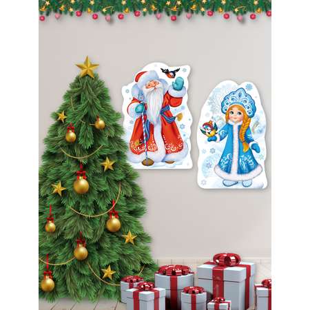 Плакаты Праздник новогодний дед мороз и снегурочка