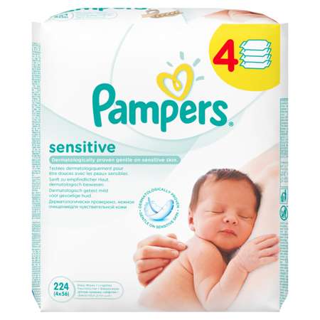 Детские влажные салфетки Pampers Sensitive 224 шт