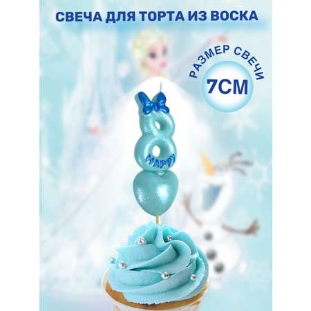 Свеча для торта голубое сердце L.Y. цифра 8