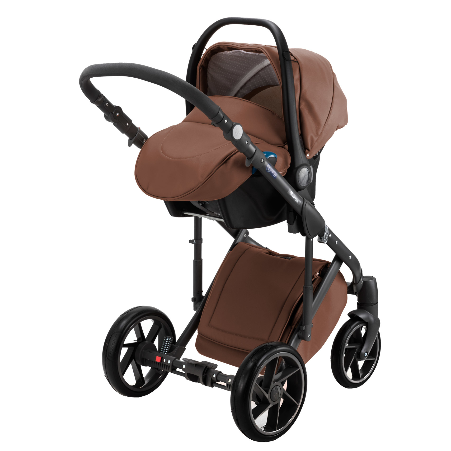 Коляска 3в1 BeBe-mobile Marconi 100% кожа BE4 Шоколадная кожа+Шоколадная перфорированная кожа - фото 3