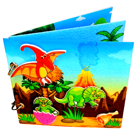 Книжка-игрушка на липучках Смышляндия из фетра Динозаврики для малышей