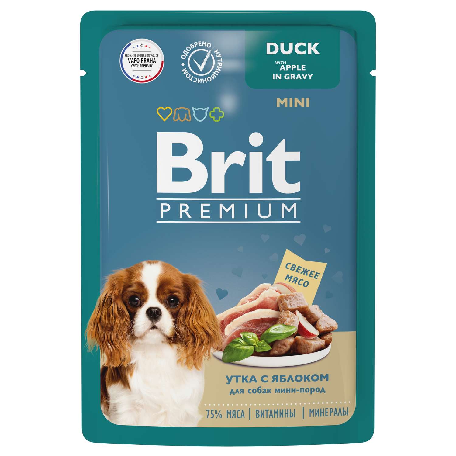 Корм для собак Brit 85г Premium Dog миниатюрных пород утка с яблоком в соусе - фото 1
