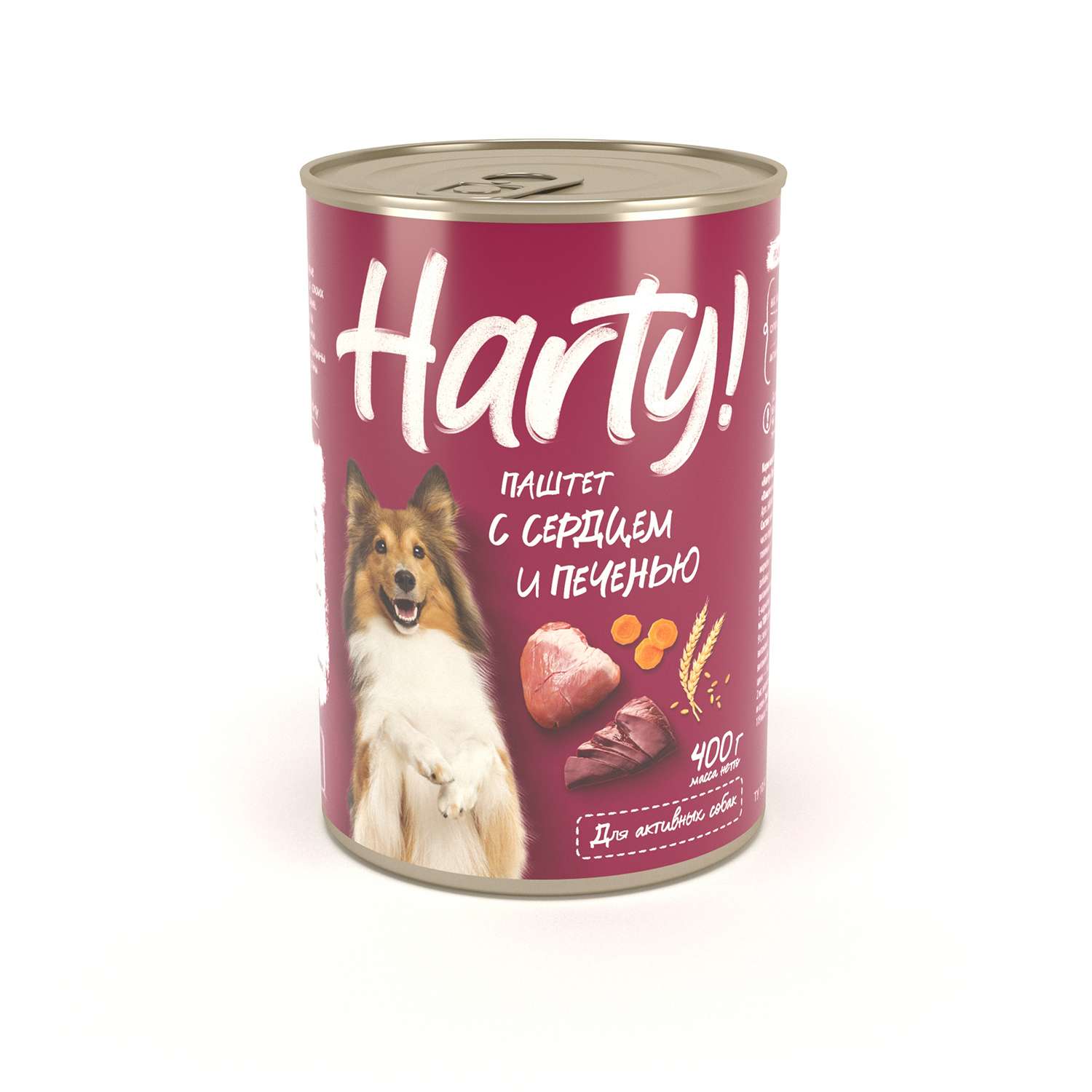 Корм для собак Harty 400г паштет с сердцем и печенью для активных пород консервированный - фото 1