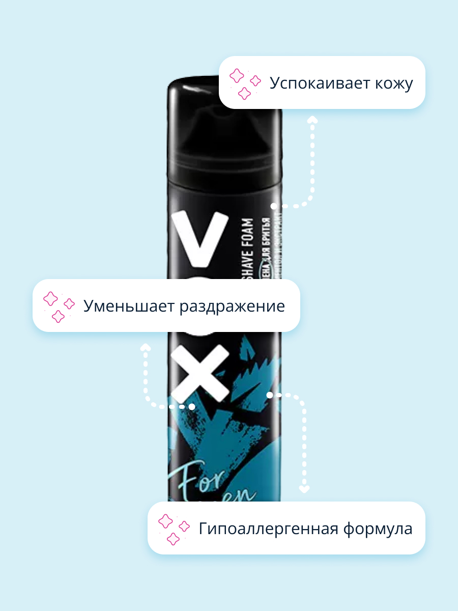 Пена для бритья VOX For men ментол и экстракт алоэ вера 200 мл - фото 3