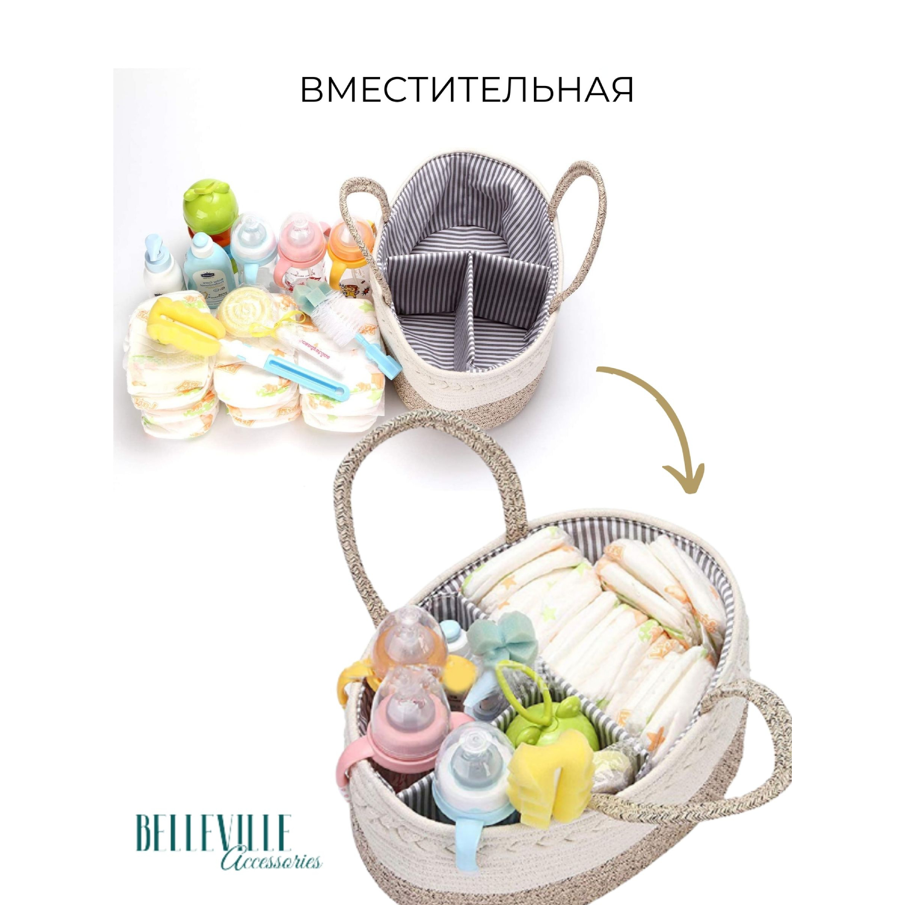 Корзина-органайзер Belleville Accessories для хранения вещей и принадлежностей новорожденного - фото 10