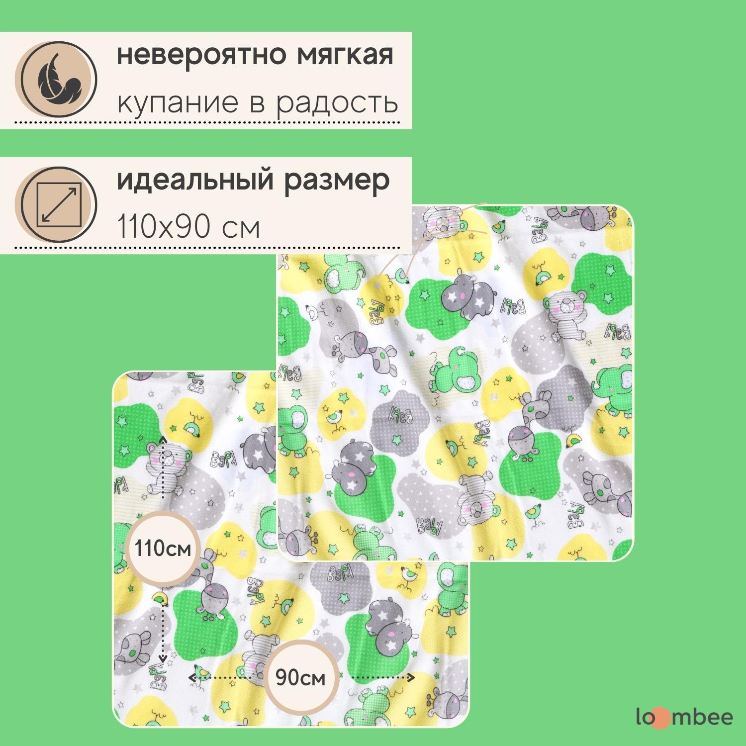 Набор фланелевых пеленок loombee детские хлопковые Бегемоты слоны 2 шт - фото 3