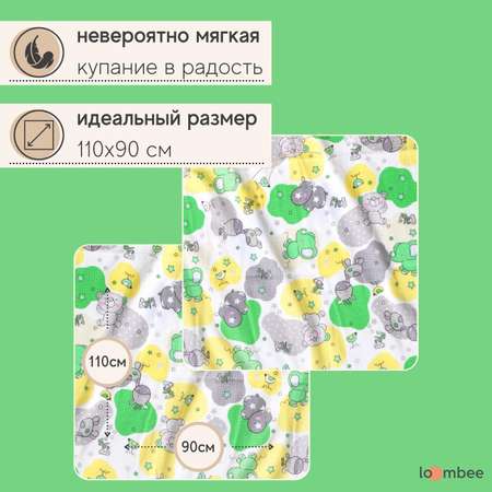 Набор фланелевых пеленок loombee детские хлопковые Бегемоты слоны 2 шт