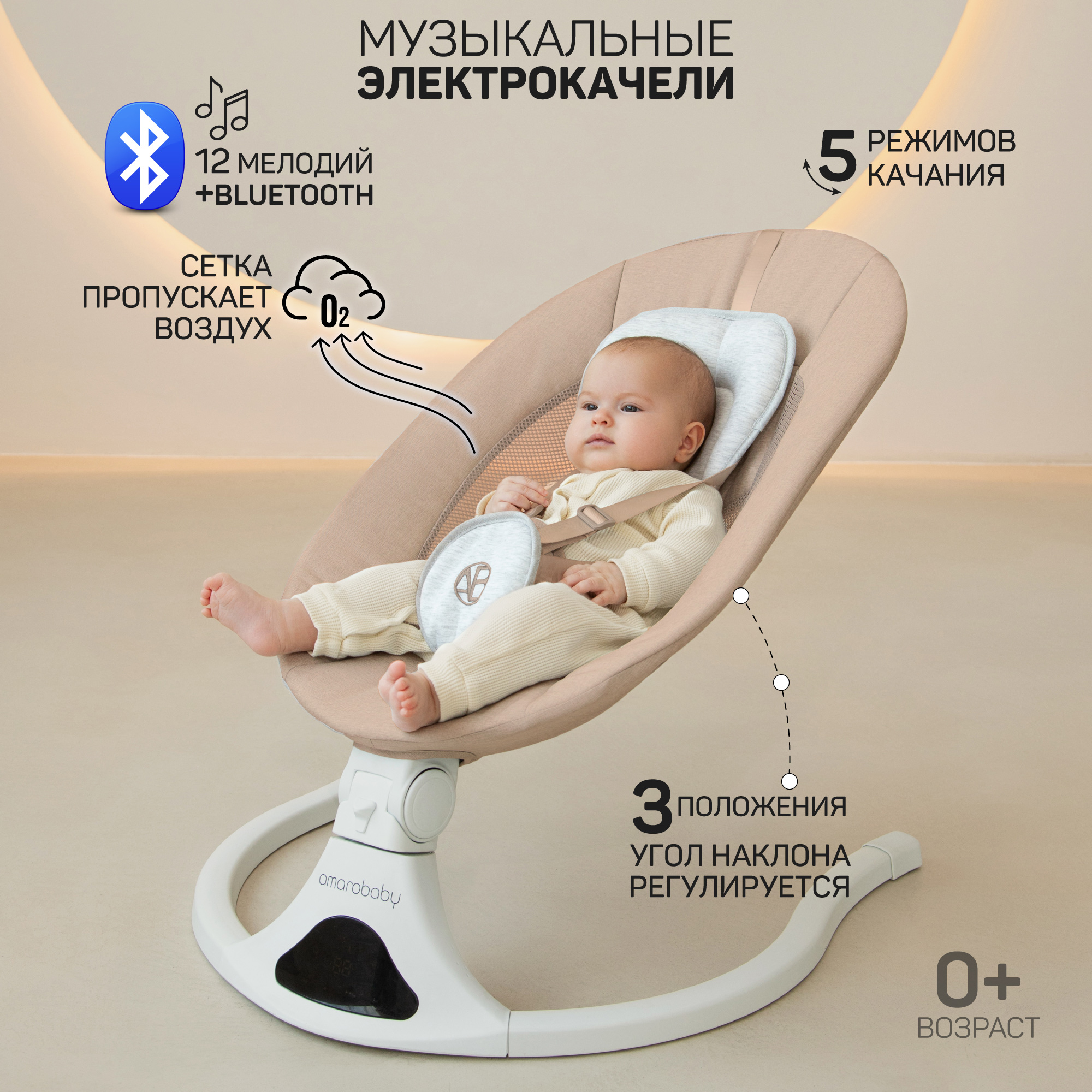 Электронные качели детские Amarobaby Funny swing - фото 1