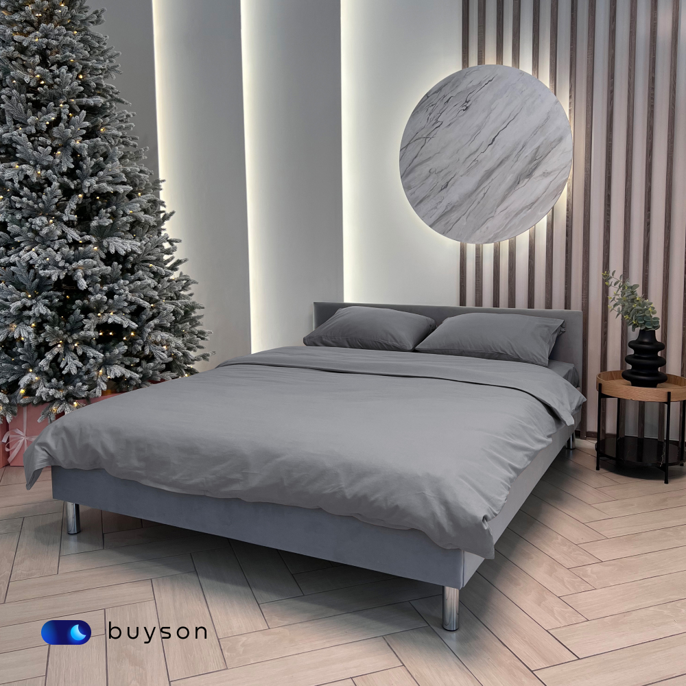 Комплект наволочек buyson BuyDream 50х70 см, хлопковый поплин, цвет графит - фото 9