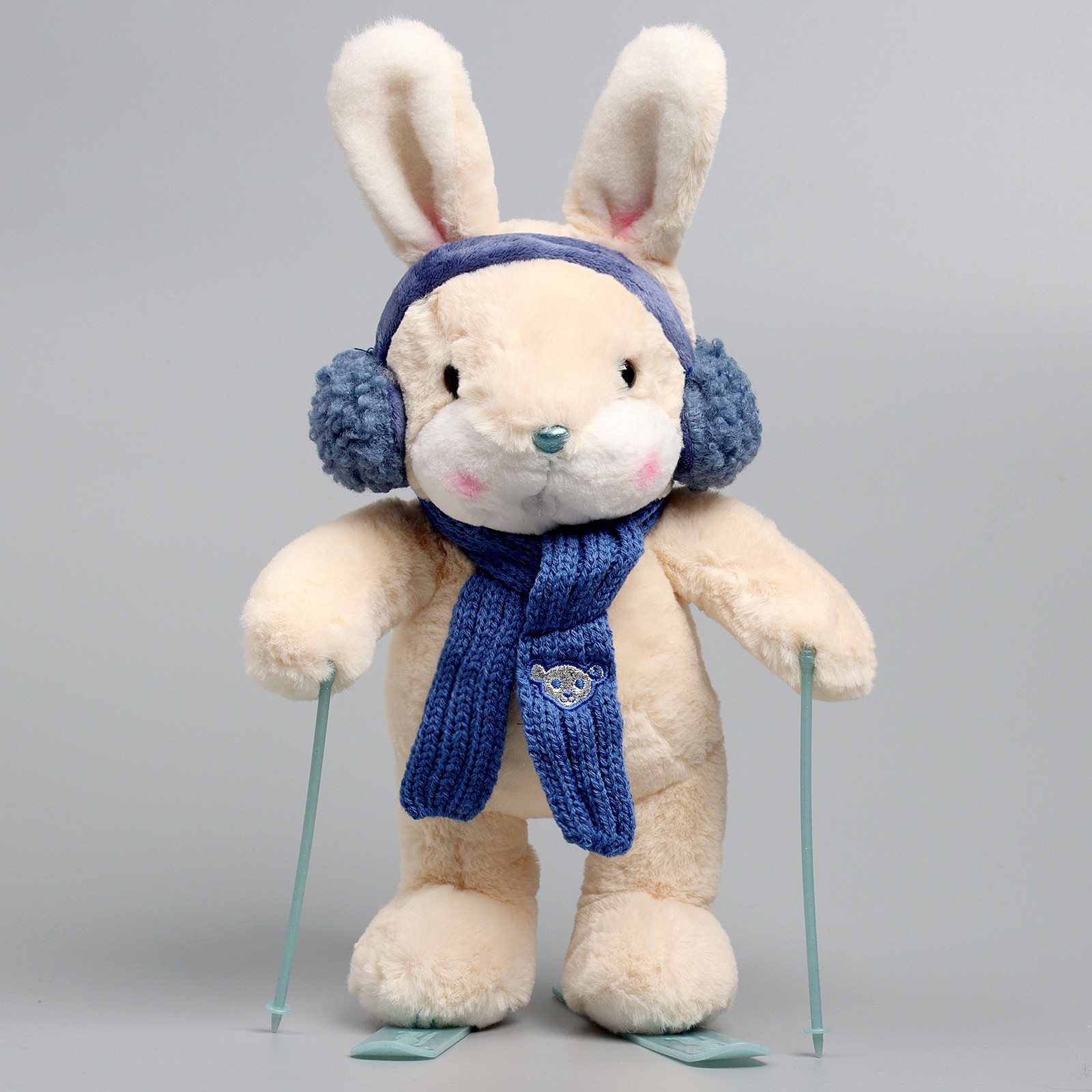 Мягкая игрушка Milo Toys «Little Friend» зайчонок на лыжах синий шарф - фото 5