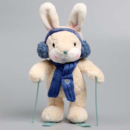 Мягкая игрушка Milo Toys «Little Friend» зайчонок на лыжах синий шарф