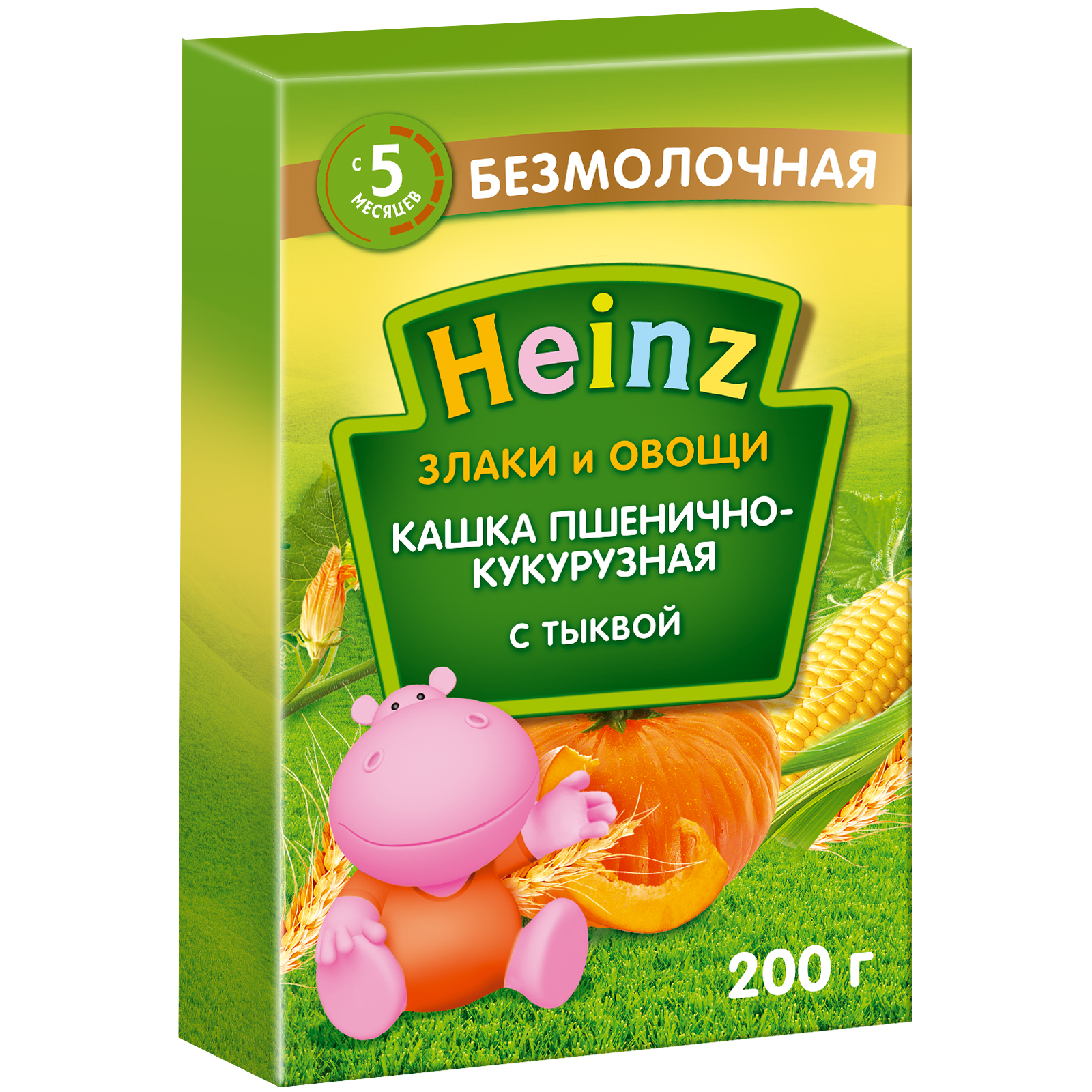 Каша Heinz безмолочная пшенично-кукурузная с тыквой 200г с 5месяцев - фото 1